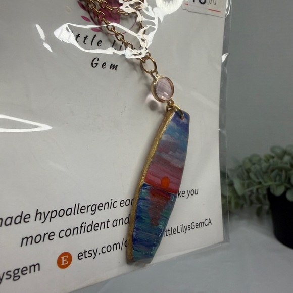 Handpainted Pendant Necklace, stainless steel - Picture 4 of 5